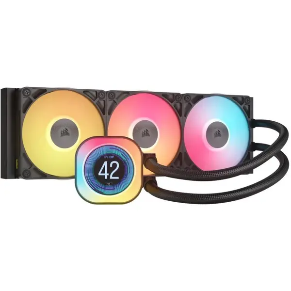 CORSAIR Cooler Procesor CORSAIR iCUE LINK TITAN 360 RX LCD NEGRU, racire cu lichid, dimensiune radiator 396x120x27mm, 3 ventilatoare ARGB, viteza ventilatoare: 300-2100RPM