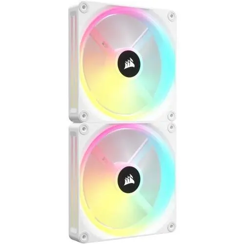 CORSAIR Set 2 Ventilatoare Corsair iCUE LINK QX140 RGB Magnetic Dome, Starter Kit, 140 mm, Alb