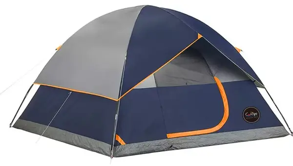 Cort Campo - Baros 3, 210 x 210 x 135 cm, cu trei locuri, strat dublu, albastru/gri