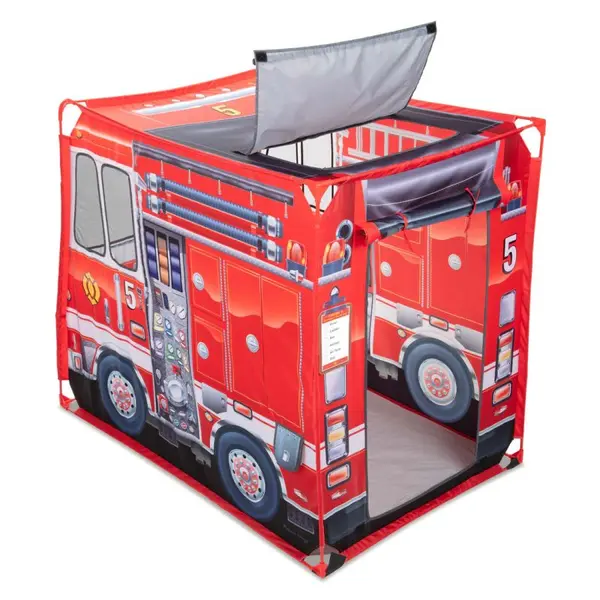 Cort de joacă Melissa & Doug – Mașină de pompieri, roșie