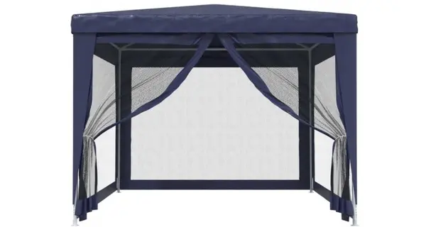 Cort de petrecere cu 4 pereti din plasa, albastru, 3x4 m, hdpe