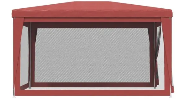 Cort de petrecere cu 4 pereti din plasa, rosu, 3x4 m, hdpe