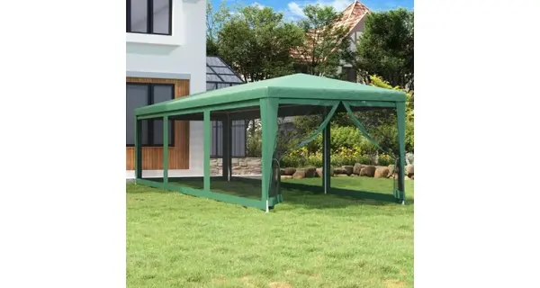 Cort de petrecere cu 8 pereti din plasa, verde, 3x9 m, hdpe