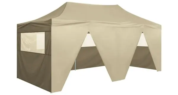 Cort de petrecere pliabil cu 4 pereti, crem, 3 x 6 m, otel