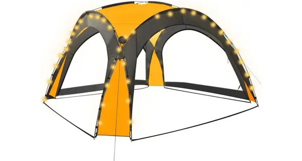 Cort petrecere cu LED 4 pereti laterali, galben, 3,6x3,6x2,3 m