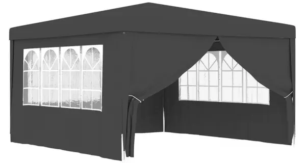 Cort petrecere profesional pereti laterali antracit 4x4m 90g/m²