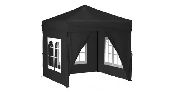 Cort pliabil pentru petrecere, pereti laterali, negru, 2x2 m