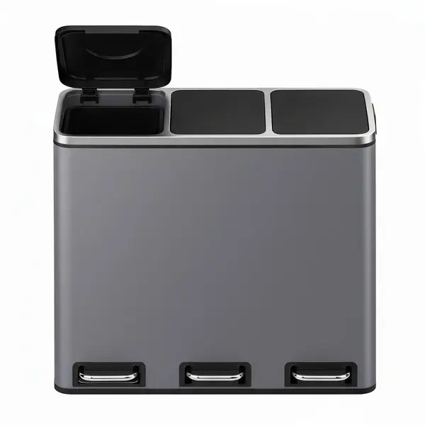 Cos de gunoi compartimentat Songmics Gri 61.7x35.2x56.4 cm