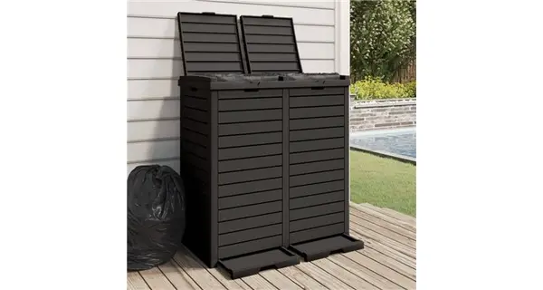 Cos de gunoi de exterior, negru, 78x41x86 cm, polipropilena