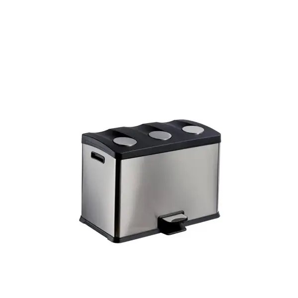 Cos de gunoi din inox 3 in 1 pentru colectare selectiva Cos de gunoi din inox 3 in 1 pentru colectare selectiva