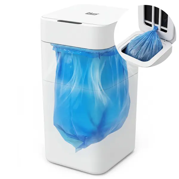 Cos de gunoi inteligent iHunt Easy Trash Can V2, capacitate 30L, cu senzor de miscare, deschidere automata, protectie mirosuri, Alb