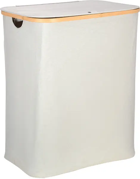 Coș de rufe Estia - Bamboo Essentials, 2 compartimente, 144 l, gri