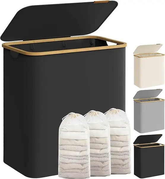 Cos de rufe Negru Songmics 60x38.5x70.5 cm