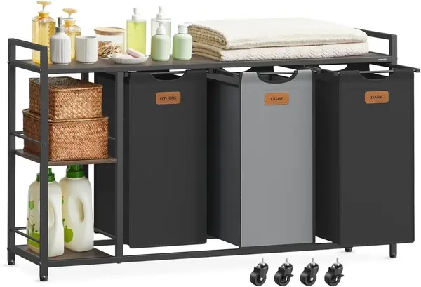 Cos de rufe Vasagle Negru 150 L, 117 x 33 x 80.5 cm