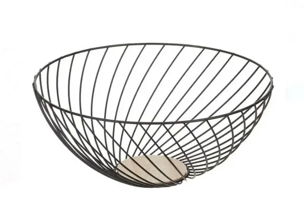Cos decorativ pentru fructe din metal, negru