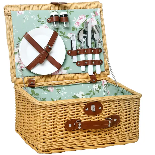 Coș picnic Outsunny maro deschis | Aosom Romania