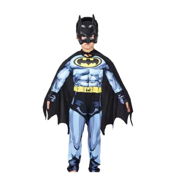 Costum Batman cu muschi pentru copii, M, 5-7 ani, 110-120 cm