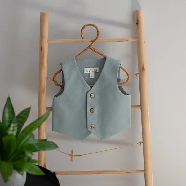 Costum Botez Baieti Verde Vesta Cu Pantaloni - 74