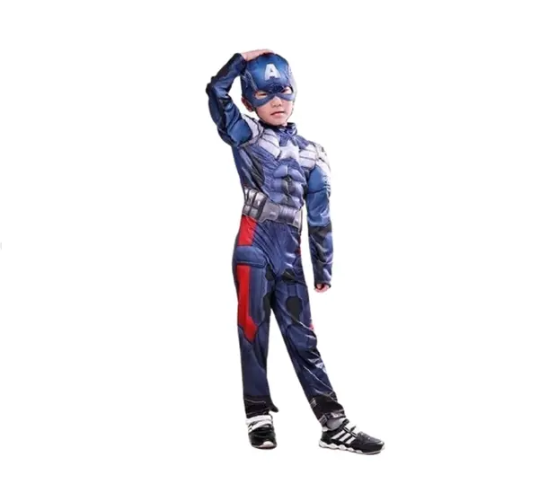 Costum cu muschi carnaval Captain America, 3-5 ani , 100-110 cm