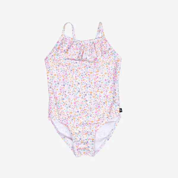 Costum de baie întreg cu volănașe Alb-Roz imprimeu floral Bebe/Fete