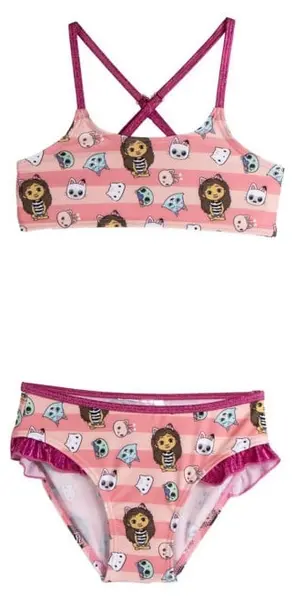Costum de baie pentru copii din 2 piese Cerda - Gabby's Dollhouse, 5 ani, roz