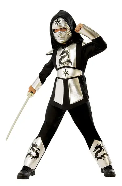 Costum de carnaval - Ninja (Argintiu)