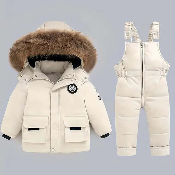 Costum de iarnă pentru băieți și fete pentru schi - bej / 3ani