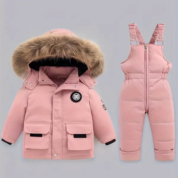 Costum de iarnă pentru băieți și fete pentru schi - roz / 3ani