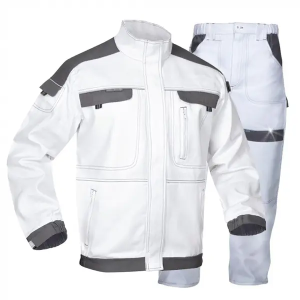 Costum de lucru alb cu pantaloni in talie, COOL TREND M, 62, ALB-GRI
