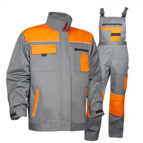 Costum de lucru gri-portocaliu cu pantaloni cu pieptar, Ardon 2STRONG 52, 64, GRI-PORTOCALIU