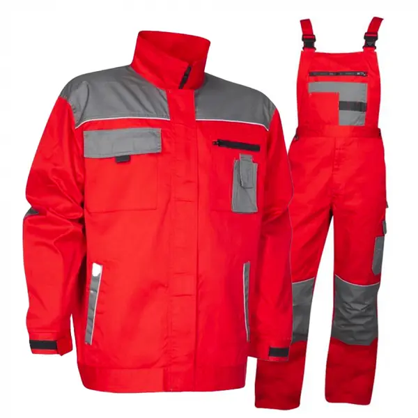 Costum de lucru rosu cu pantaloni cu pieptar, Ardon 2STRONG 64, 56, ROȘU
