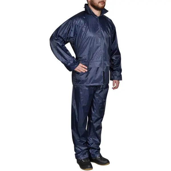 Costum de ploaie, 2 piese, albastru bleumarin, cu gluga, xxl