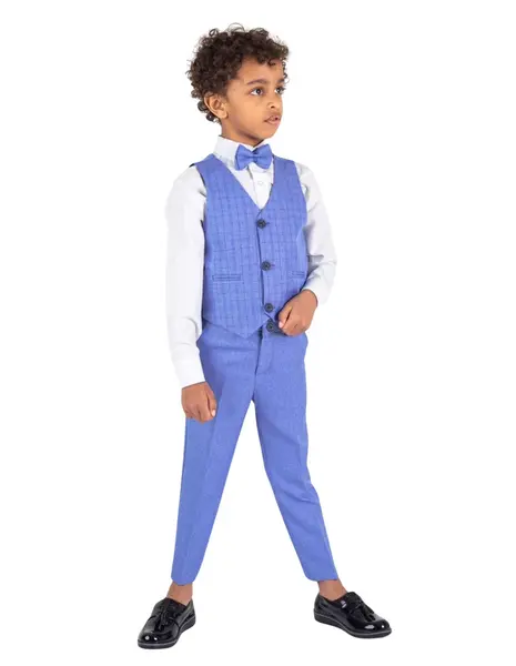 Costum elgant 4 piese Tony albastru deschis