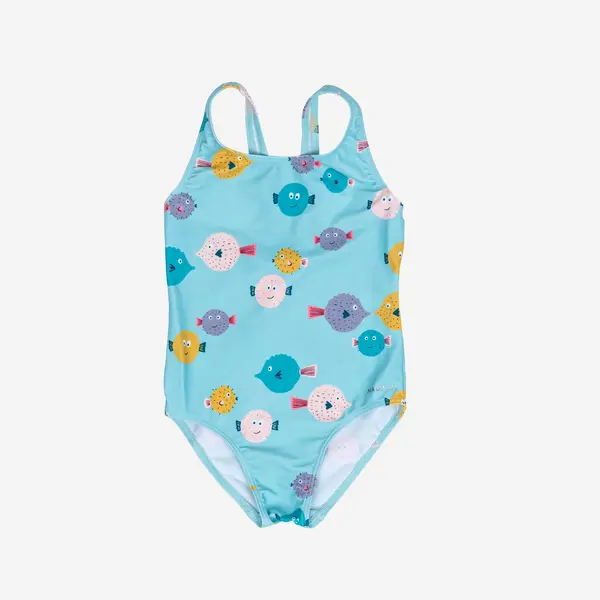 Costum întreg înot Albastru imprimeu Pești Bebe/Fete