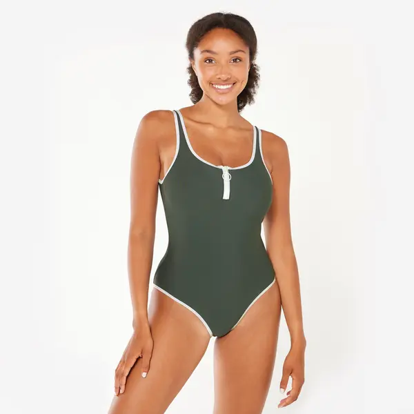 Costum întreg înot Heva Joy Zip Kaki Damă