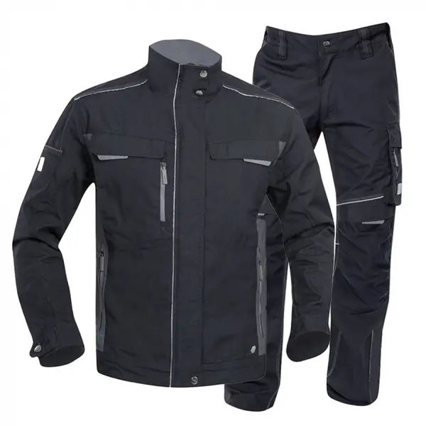 Costum negru cu pantaloni de lucru, hidrofobizat, URBAN+ L, 62, NEGRU
