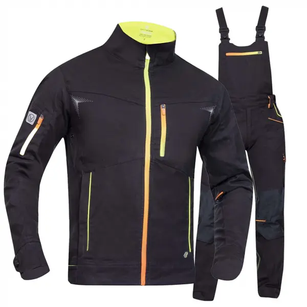 Costum neon-negru cu pantaloni de lucru cu pieptar, Ardon CREATRON L, 54, NEGRU