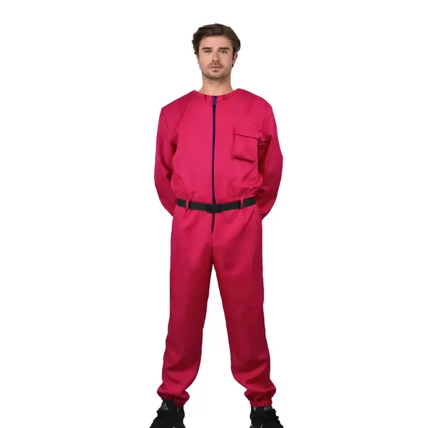 Costum pentru adulti, Jocul Calamarului, rosu, centura inclusa, marimea L