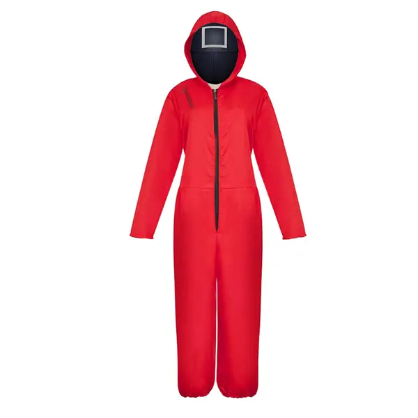 Costum pentru adulti, Squid Game, model Patrat, marimea S, rosu