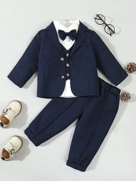 Costum pentru bebelusi - albastru marin / 12-18luni