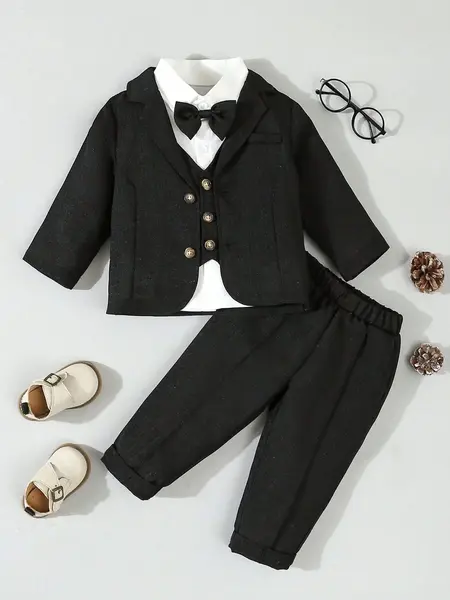 Costum pentru bebelusi - negru / 9-12luni
