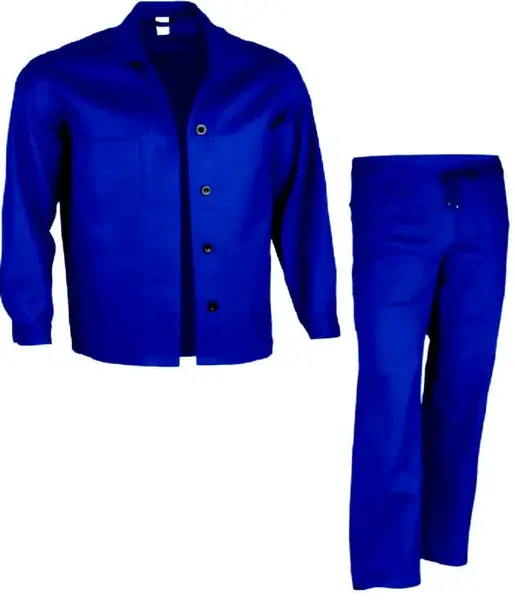 Costum protectie jacheta si pantaloni din bumbac albastru Marime L Costum protectie jacheta si pantaloni din bumbac albastru Marime L