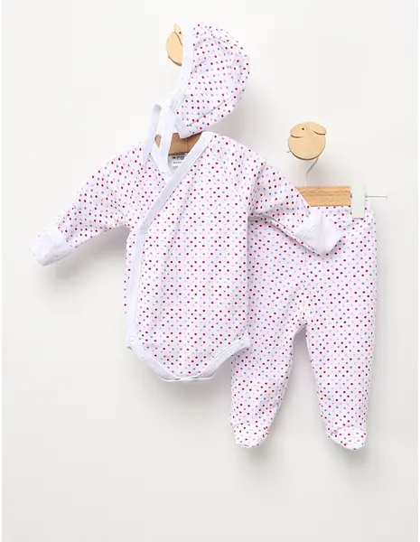 Costumas 3 piese, buline multicolor cu mov
