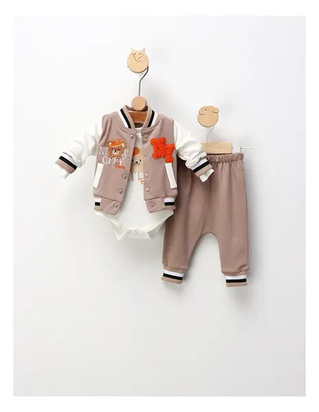 Costumas 3 piese, City Bear, cu bej