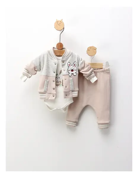 Costumas 3 piese, Rabbit Love, cu bej