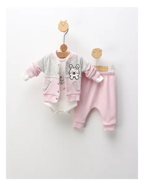 Costumas 3 piese, Rabbit Love, cu roz