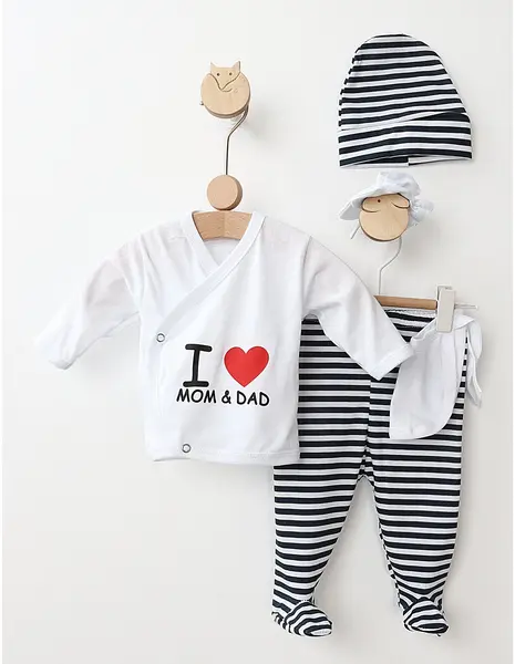 Costumas 5 piese I Love Mom&Dad alb-bm