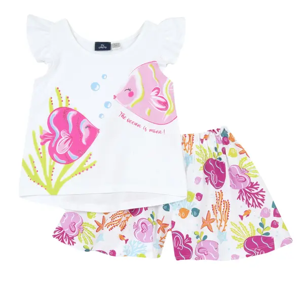 Costumas de plaja copii Chicco, alb cu roz, 73855-68MC