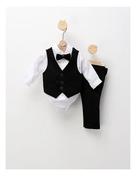 Costumas elegant Ares, alb-negru