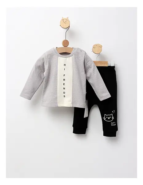 Costumas Hi Friends, model gri-negru